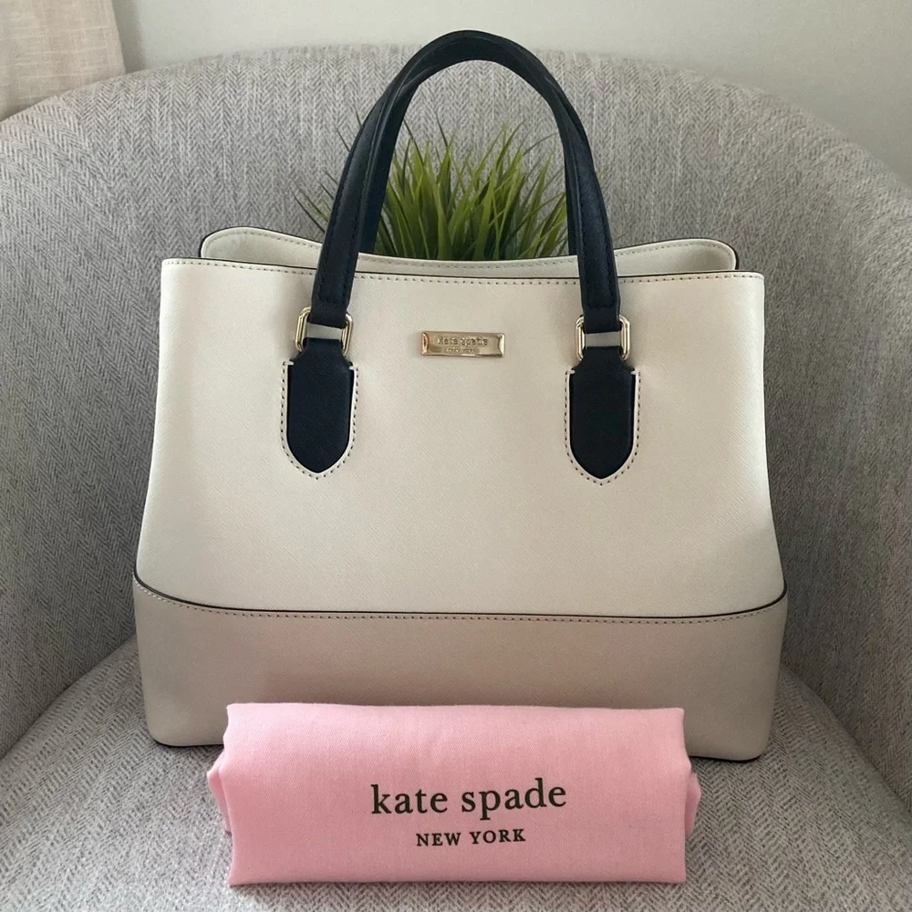 Kate Spade Saffiano Triple Compartment Color block Satchel Handbag